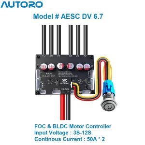 Autoro Dual V6 ESC BLDC FOC Dual Motor Speed Controller 12S 100A Sparkless VESC 6 for DIY Electric Skateboard Scooter Ebike