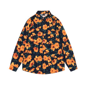 Hong Kong Style Vintage Long Sleeves Printed Shirt Mens and Womens Thai Hawaii Niche Style Handsome Couple Shirt Coat