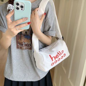 2025 New American Campus Letter Canvas Bag Women Large Capacity Single Shoulder Toast Casual Small Square Bag Trendy
