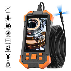 4.5Inch HD IPS Handheld Industrial Endoscope IP67 Waterproof 1080P Borescope Camera For Car Repair Pipe Inspection W/Hook & Mag