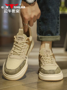 Bull Family Mens Shoes Summer Mesh Breathable Thin Sports Casual Trendy All-Match Shoes Comfortable Low Top Rubber Sole