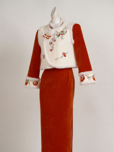 New Chinese Style Red Warmth Winter Dress Set
