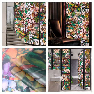 DIY หน้าต่างความเป็นส่วนตัวฟิล์มกาวฟิล์มป้องกันรังสีอัลตราไวโอเลต STATIC ตกแต่งดอกไม้หน้าต่างฟิล์ม Stained กระจกไวนิลสติกเกอร์หน้าต่าง