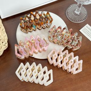 Creative Hollow Diamond Shape Hair Clip Simple Hairdo Vinegar Alloy Shark Clamp Versatile Hair Accessories Korean Style Fresh out