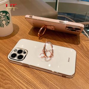 Large Minnie rhinestone silicone soft case For VIVO Y12S Y12A Y20 Y20i Y20S Y20SG V2026 V2027 V2029 V2032 V2038 V2043 V2102 VIVO Y02T Y02S Y27 Y36 6D straight side electroplated phone case + stand