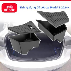 Hộp Đựng Đồ Cốp Xe Chống Thấm Nước Cho Tesla Model 3 2024-2025 Chất Liệu TPE Có Viền Lót Thảm Phụ Kiện Du Lịch Ô Tô Hộp Bên Hông