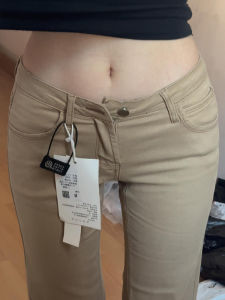 Khaki Low Waist Bell Bottom Jeans Womens Early Autumn New American Style Slimming Drapey Brown Bell Bottoms Casual Cotton Denim