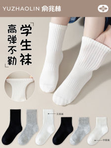 Childrens Cotton Socks Pure Cotton Sweat Absorbent Mid-Calf Thin Summer Autumn White Socks Boys Girls Baby Anti-Odor