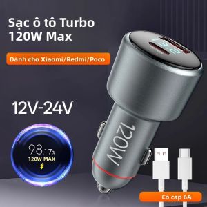 Sạc Ô Tô Nhanh Xiaomi 120W Super Charge Mini Type C Tương Thích Với Xiaomi 17 14 15 Ultra 14 Pro 14T Pro 13 Redmi POCO