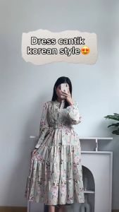 [Basica Moda] 12347 Gaun Dress Maxi Wanita Betania Motif Bunga Twistcone Import