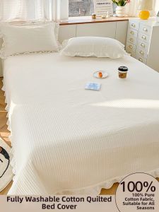 Kiss Dear | Anti-slip Quilted Washed Cotton Bedspread Single Piece