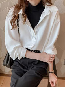 Thickened Fleece Long Sleeve Shirt Women Casual Style Half High Collar Inner Wear Layering Korean Version Straight Cut Shirt