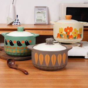 High Temperature Resistant Japanese Style Ceramic Stew Pot for Home Use with Open Flame Gas Stove Special Small Forest Soup Pot
