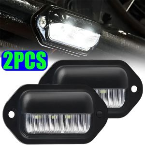 2 cái gắn biển số ô tô đèn biển số xe hơi phổ thông xe tải SUV Trailer van tag đèn soi bước chân đèn biển đăng ký xe đèn trắng