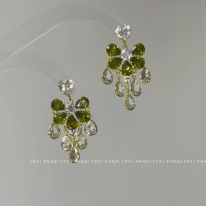 Green Field Fairy Tale S925 Earrings Womens Minority Design Sense Tassel Zircon Earrings Fashionable And Original Design