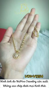 Dây Chuyền V01+V1254 Mặt Hình Hoa Tròn Mạ Vàng Siêu Xinh Cho Nữ