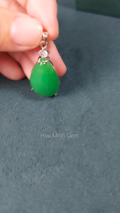 Mặt dây chuyền kiểu giọt nước màu xanh cẩm thạch lý size 16 x 29mm thời trang sang trọng không kén mệnh G163osmd Hoa Minh Gem