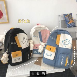 กระเป๋าเป้สะพายหลัง MNR414 กระเป๋านักเรียน สไตล์เกาหลี และญี่ปุ่น สําหรับผู้หญิง