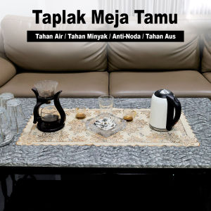 Taplak Meja Tamu Persegi Panjang Motif Bunga Gold Size 40x83cm Bahan PVC Premium Anti Air Perlengkapan Dekorasi Rumah Tangga Import - D2/D2-T - Advancehome