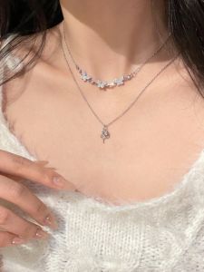 Angel Butterfly Rose Flower Design Necklace Womens Fashion Jewelry Stackable Versatile Brandymelville Student Friendly