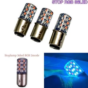 PAKETAN TERMURAH LAMPU DEPAN MOTOR UTAMA ATAU BOHLAM LED H4 H6 MODEL LASER AC / DC MOTOR MOBIL DAN LAMPU STOP BATIK 36 LED RGB ( PAKETAN LAMPU)