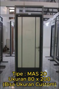 MAHOTTAMA - Pintu Kamar Mandi WC Jalusi / Tidur Rumah Utama Aluminium 80 x 200cm Rumah 1 Set Kusen Kunci Handle Engsel Bisa Custom Ukuran Geser / Sliding Door - MAS20