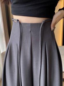 Gray Suit Wide Leg Pants Skirt High Waist Drapey Loose Casual Floor Length Skirt Pants Spring New Design Womens Fashion