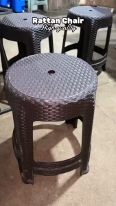 #JOLLY/SUNRISE BRAND HEAVY-DUTY RATTAN STOOL CHAIR ROUND & RECTANGLE BROWN/FOR INDOOR & OUTDOOR USED