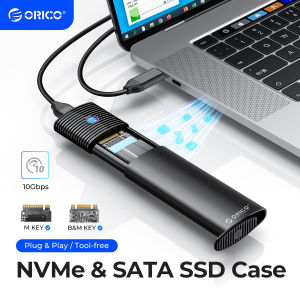 ORICO | ORICO M2 SSD Enclosure NVMe 10Gbps PCIe SSD Box for M.2 NVMe NGFF SATA SSD Disk Tool Free M.2 SSD Case Built-in Metal Heat Sink