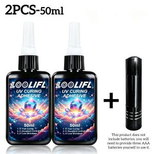 LOOLIFL | 50ml Uv Resin Glue for Bonding and Welding Uv Glue That Dries Quickly with a Lamp Suitable for Bonding Glass Metal Wood and DIY Handmade Products and Decorations