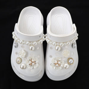 Crocs Jibbitz Charms Pearl Crystal Diamond Shoe Buckle Detachable Pearl Shoe Chain Decoration for Crocs