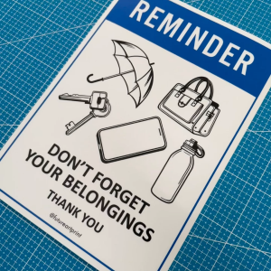 Notice Don’t Forget Your Belongings Thank You. Sign Label Notice Signage. Laminated Waterproof Scratch Resistant. Suitable for Indoor and Outdoor.