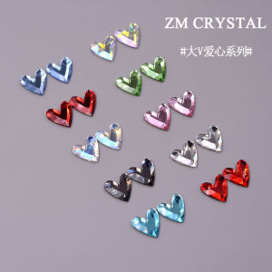 Export New 9mm Large V Heart Color Nail Art Fancy Shape Diamonds Bottoming Drill Nail Rhinestone Sticking Gold Bottom Diamond Nail Ornament