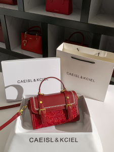 Red Wedding Bag for Women Stylish New Bride Handbags High-End FeelFashion Small Square Crossbody Bag PU Leather Britain Style