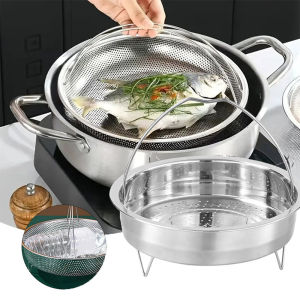 ตะกร้านึ่งอาหารสเตนเลส / ตะกร้านึ่งอาหารพร้อมด้ามจับสำหรับหม้อความดัน / ถาดนึ่งอาหารสเตนเลส / ชั้นวางนึ่งอาหาร