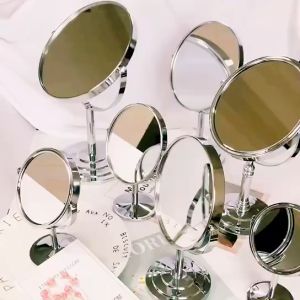 Gương Trang Điểm Để Bàn Chất Liệu Inox Nhiều Kích Thước Gương Tròn Xoay 360 Đô 1 Mặt Phóng To Và 1 Mặt Thường Siêu Sang