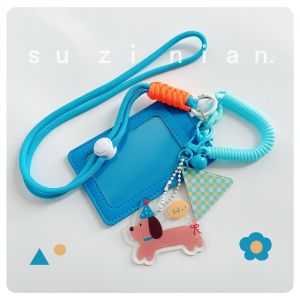 Original Ins Transparent Card Holder Lanyard for Bus And Campus ID Card Access Control Student PU Card Case Neck Strap