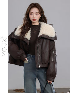 YOUXIANG | Áo Khoác Lông Vũ Vintage Cổ Rộng