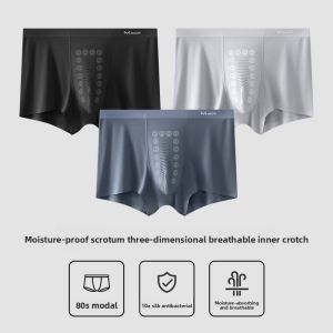 Mens Ice Silk Modal Underwear Anti-Crotch Moisture Sport Style Elastic Waist Briefs Breathable Quick Dry Comfortable Shorts