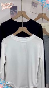 Áo tăm cổ tròn vạt bầu dài tay nữ áo thun dáng ôm body dài tay kiểu dáng bánh bèo tiểu thư hotgirl phong cách hàn quốc Padora-A882