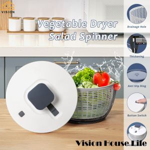 Vision Kitchen Salad Spinner with Washer Vegetable Dryer Fruit and Vegetable Washing Spinner witn Drain Household Vegetable Dehydrator Cleaning Tool for Fruit Salad French Fries Lettuce Spaghetti for Home Kitchen Washing & Drying