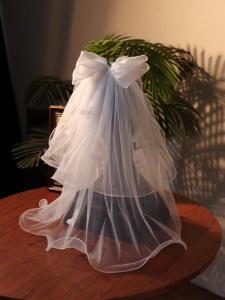 Original Simple Double Layer Butterfly Crystal Wedding Dress Headpiece Photography Prop Soft Tulle Bridal Veil New Bride Accessory