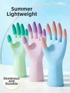 DINGQING | Thin Summer Ladies Dishwashing Gloves Multi-purpose Waterproof Latex Rubber