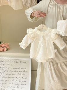 ฤดูใบไม้ร่วง ชุด เด็กทารก เด็กผู้หญิง Onesie แขนยาว ผ้าฝ้าย 95% Princess เดรส สําหรับการเฉลิมฉลองหนึ่งร้อยวันและชุดกลางแจ้ง