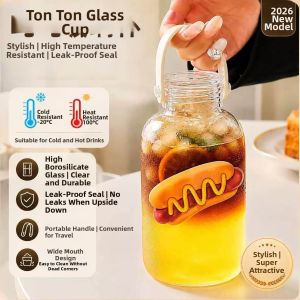 NAIFUNA | Heat-resistant Portable Glass Water Bottle