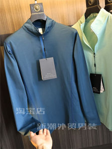 Quick Dry Elastic Long Sleeve T-Shirt for Men Outdoor Leisure Sports Half Zipper Trendy Channel Order Autumn Fashion Urban Style