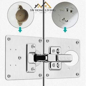 Hinge Repair Plates Stainless Steel Cabinet Door Hinges Plate with Screws Pembaiki Kabinet Engsel Pemasangan Plat