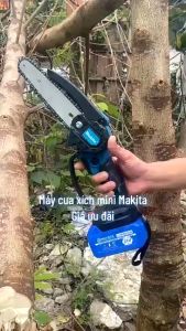Máy cưa xích  cầm tay có 2 PIN 2 XÍCH - Máy cưa gỗ mini dùng pin  cắt gỗ tỉa cành cực bén