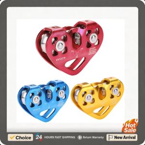 30KN Rock Climbing Dual Pulley Zip Line Rescue Cable Trolley Outdoor Rock Climbing Equipment Climbing Dual Pulley Climb Pulley