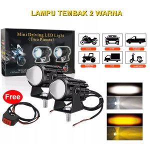 PAKET MURAH  COD LAMPU TEMBAK MINI D2 MINI 2WARNA HI/LOW CNC PLUS SAKLAR BREAKET WATERPROFF 2 LAMPU +1 SAKLAR LAMPU
